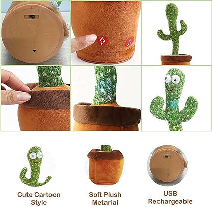 SUPER TOY Dancing Cactus Talking Plush Toy with Singing & Recording Function